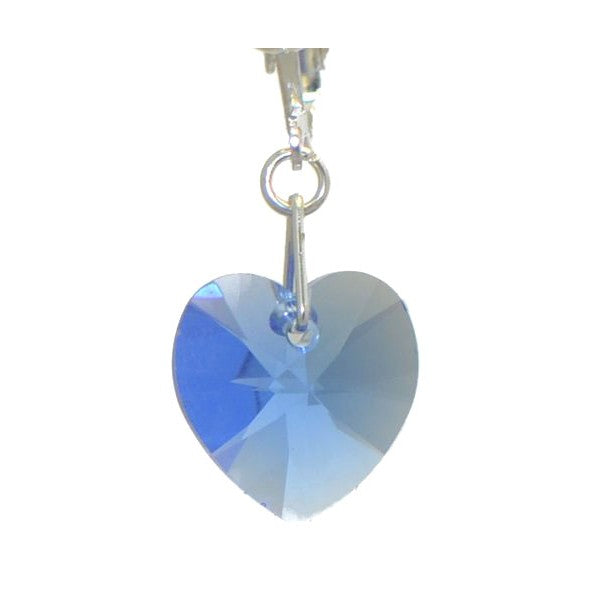 VALENTINE S-Plated Sapphire blue Crystal Heart Clip On Earrings
