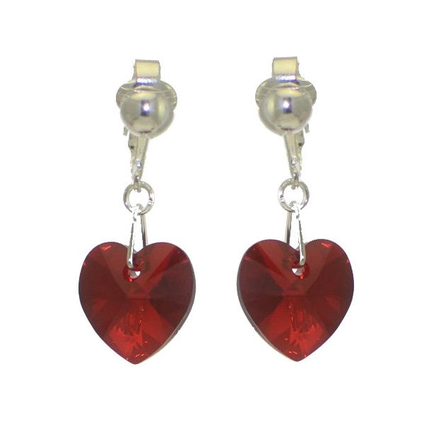VALENTINE S-Plated Siam AB Crystal Heart Clip On Earrings