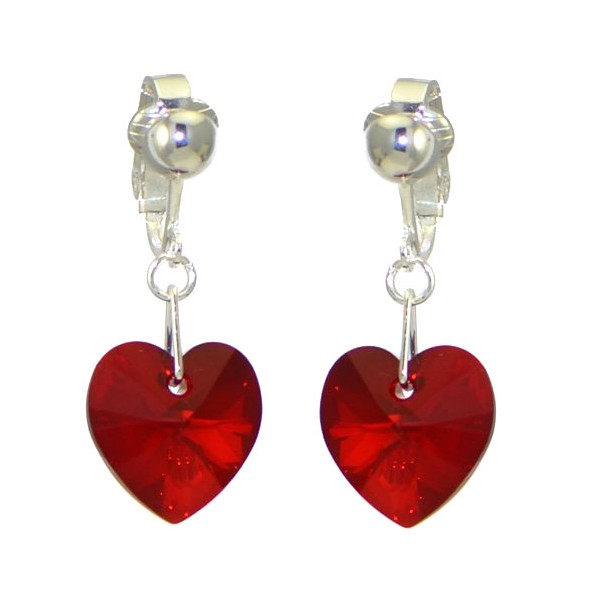 VALENTINE S-Plated siam AB Heart Crystal Clip On Earrings