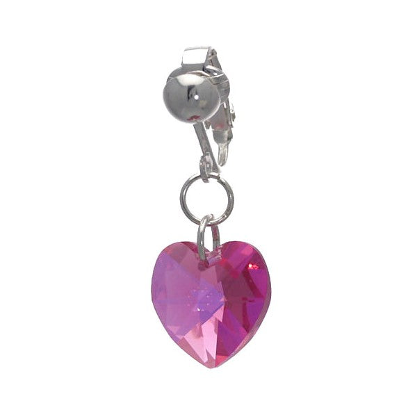 Valentine Silver plated Rose AB Heart Clip On Earrings