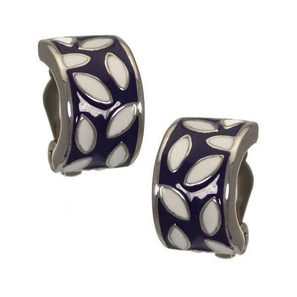 Valnia Silver tone Purple Clip On Earrings