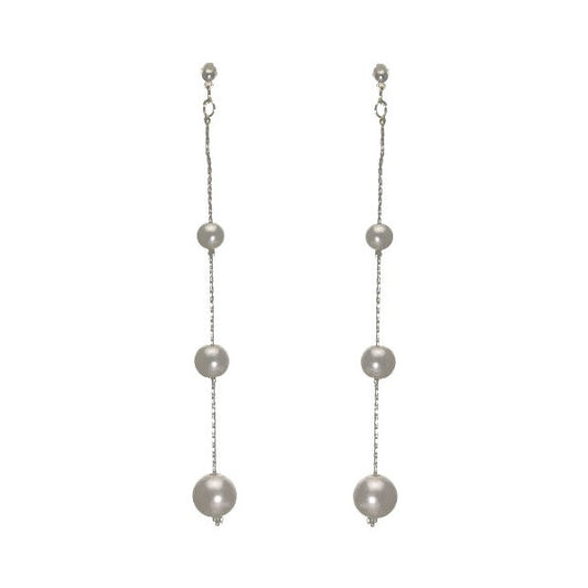 Vanity Silver tone faux Pearl Drop Post Earrings