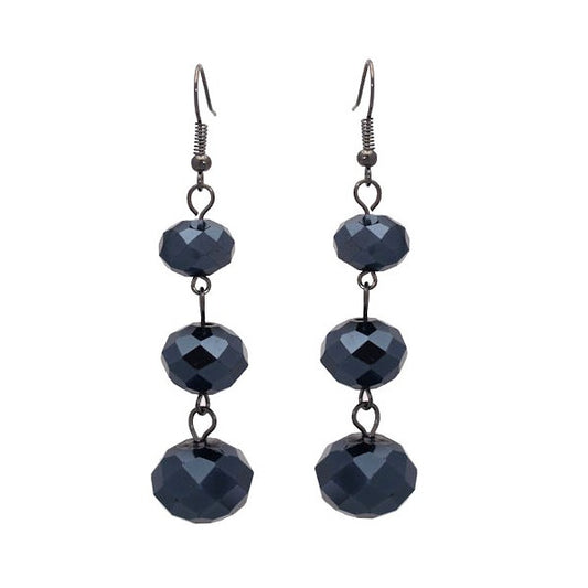 Veciputous Silver tone Hematite Hook Earrings