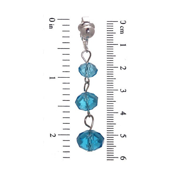 VECIPUTOUS Small Silver plated Turquoise Crystal Clip On Earrings