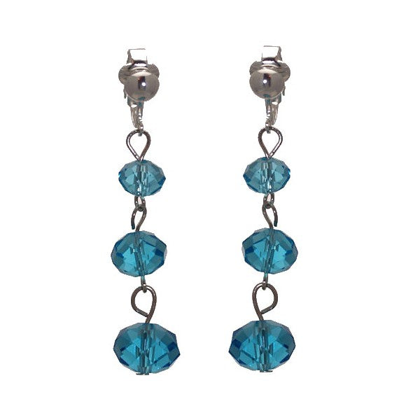 VECIPUTOUS Small Silver plated Turquoise Crystal Clip On Earrings