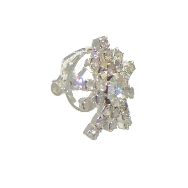 VERDI Silver plated Clear Crystal Clip On Earrings