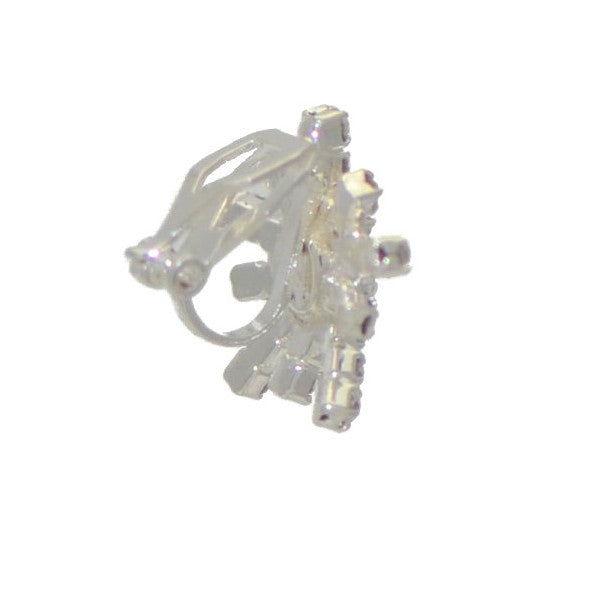 VERDI Silver plated Clear Crystal Clip On Earrings