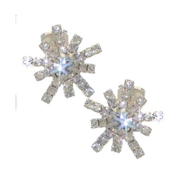 VERDI Silver plated Clear Crystal Clip On Earrings