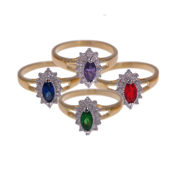 Verta Gold Rhodium Plated Ruby CZ Dress Ring sz N