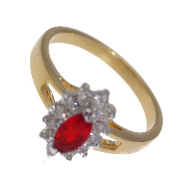 Verta Gold Rhodium Plated Ruby CZ Dress Ring sz N