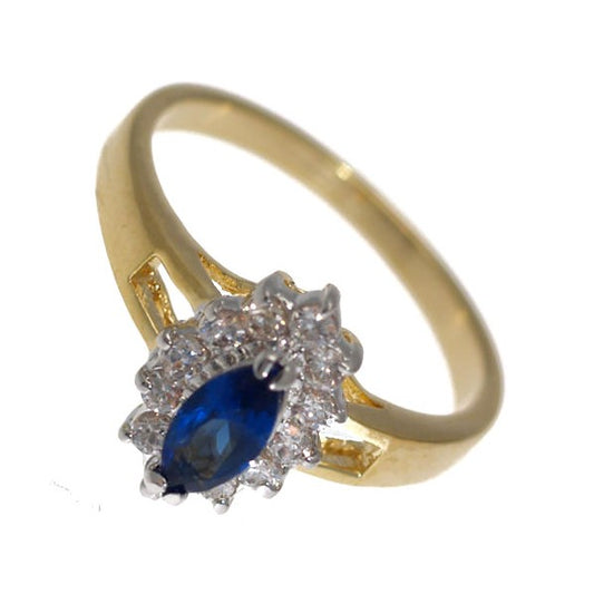 Verta Gold Rhodium Plated Sapphire CZ Dress Ring sz N