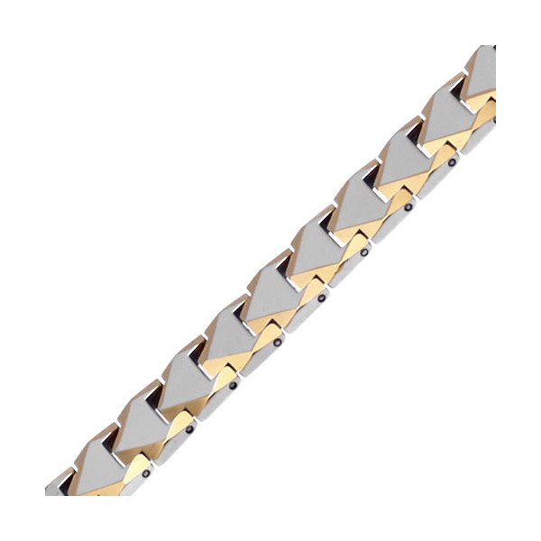 VIDAR Silver & Gold tone Tungsten Magnetic Mens Bracelet