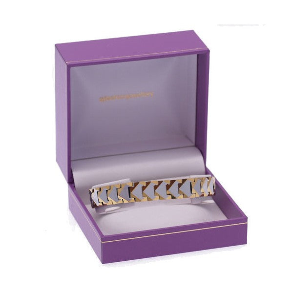 VIDAR Silver & Gold tone Tungsten Magnetic Mens Bracelet