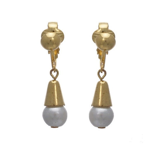 Violenta Gold tone faux pearl Clip On Earrings