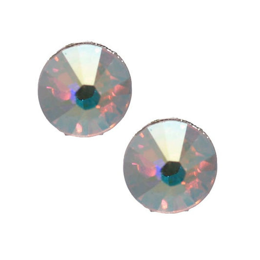 Vivid Silver Plated Aurora Borealis Crystal Clip On Earrings