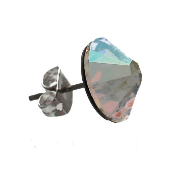 Vivid Silver Plated Aurora Borealis  Crystal Post Earrings
