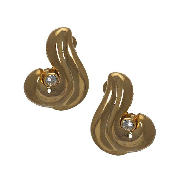Vonda Gold tone Crystal Clip On Earrings