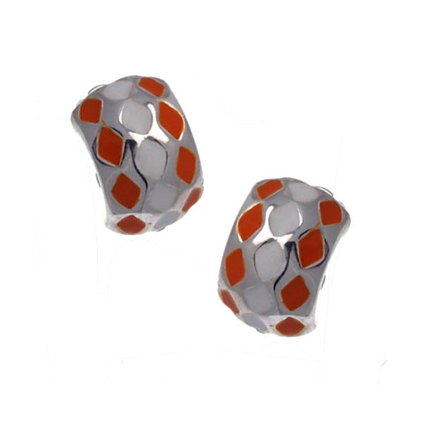Fiz Orange / White Clip On Earrings