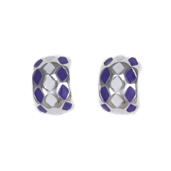 Fiz Purple / White Clip On Earrings