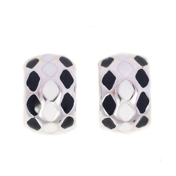 Fiz Black / White Clip On Earrings