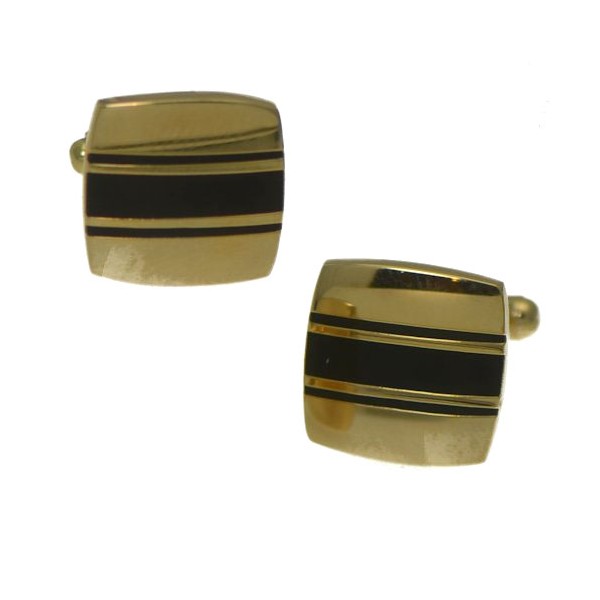 WILLIAM Gold tone and Black Stripe Cufflinks