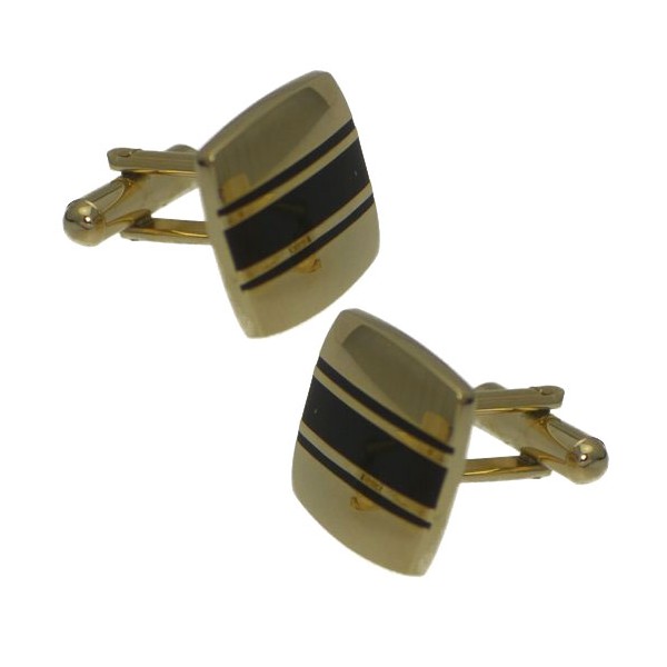 WILLIAM Gold tone and Black Stripe Cufflinks