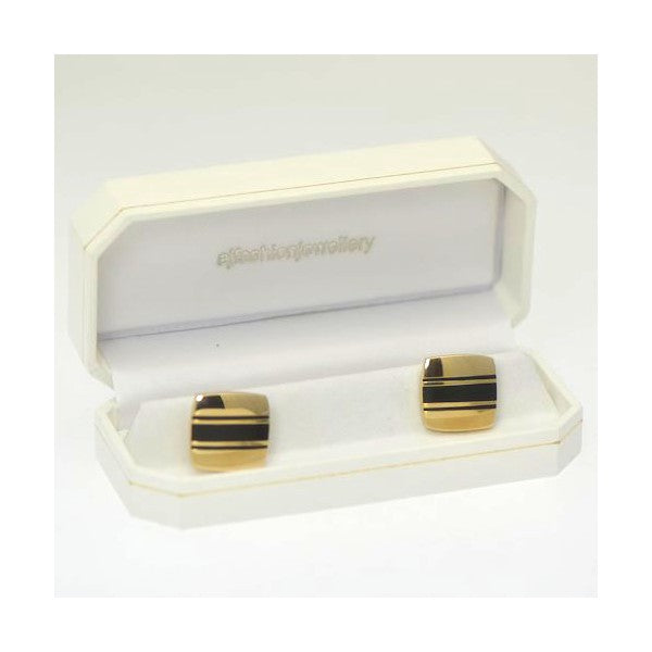 WILLIAM Gold tone and Black Stripe Cufflinks