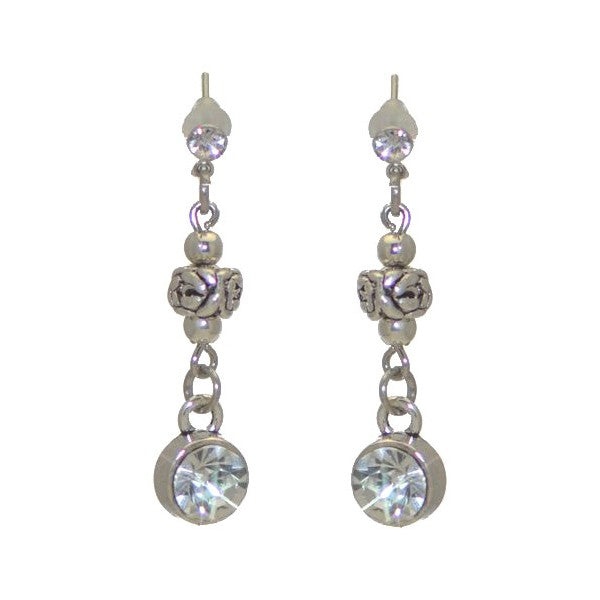 WILLOW Silver tone Crystal Post Earrings