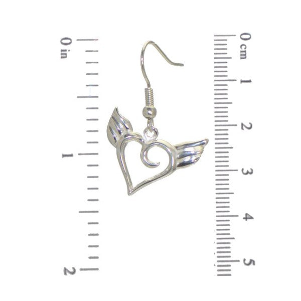 WINGED HEART Silver Plated Hook Earrings by VIZ