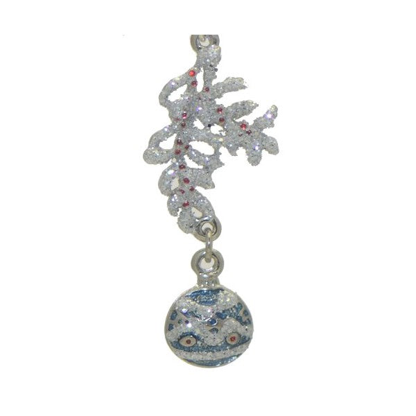 XMAS BAUBLE Silver Plated Crystal Hook Earrings