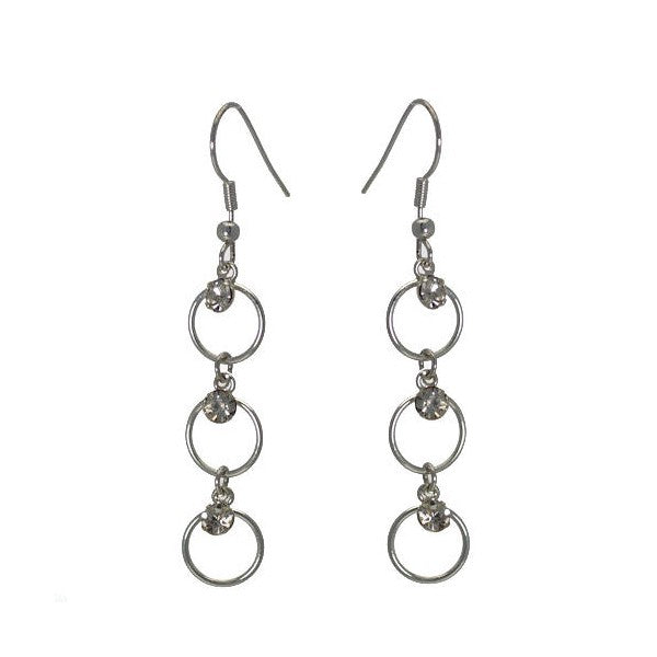 Yessica Silver tone Crystal Hook Earrings