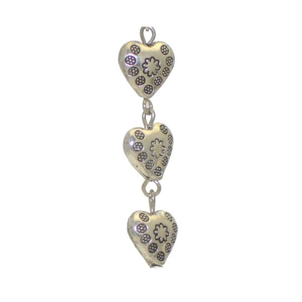 YUSRA Silver plated Triple Heart Drop Clip On Earrings