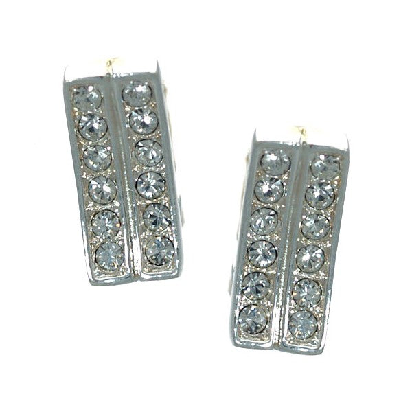 Zira Silver tone Crystal Clip On Earrings